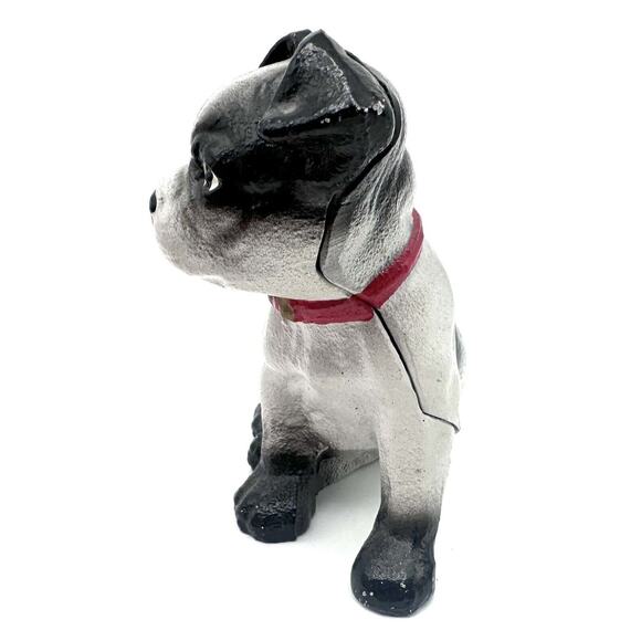 Vintage Cast Iron Hubley Boston Bull Dog Seated Terrier Still Penny Bank NICE - Picture 2 of 9